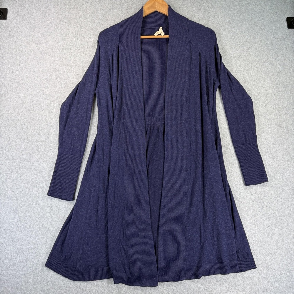 Eileen Fisher Cardigan Sweater Womens Medium Blue Viscose Open Front Longline